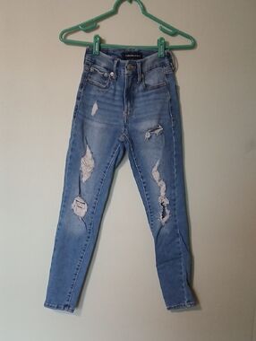 Aeropostale Blue Distressed High Rise Curvy Jeggings Size 000